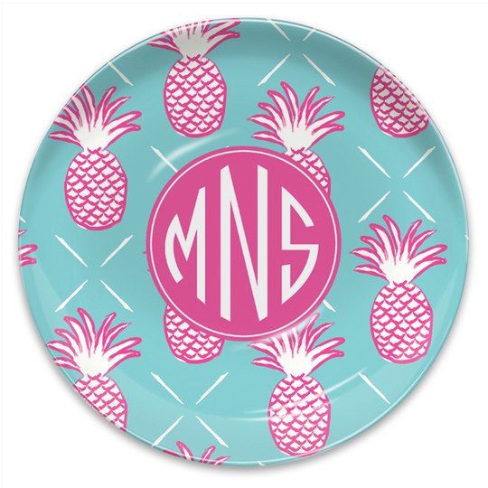 Blue Pineapples Melamine Plate